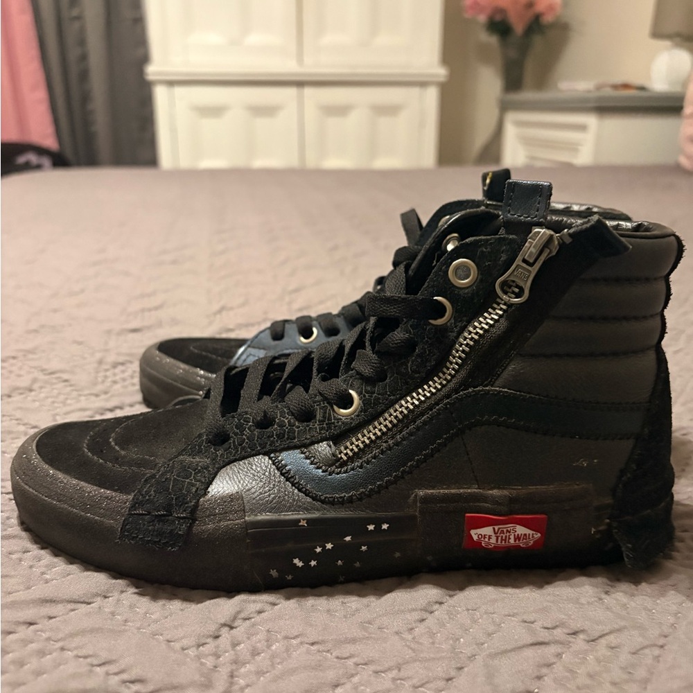 Vans Black and Gray High-Tops with Zipper